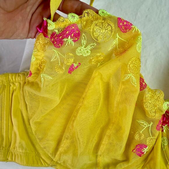 Cacique Women's 50D Unlined Balconette Strawberries Lace Embroidered Bra - Picture 7 of 12